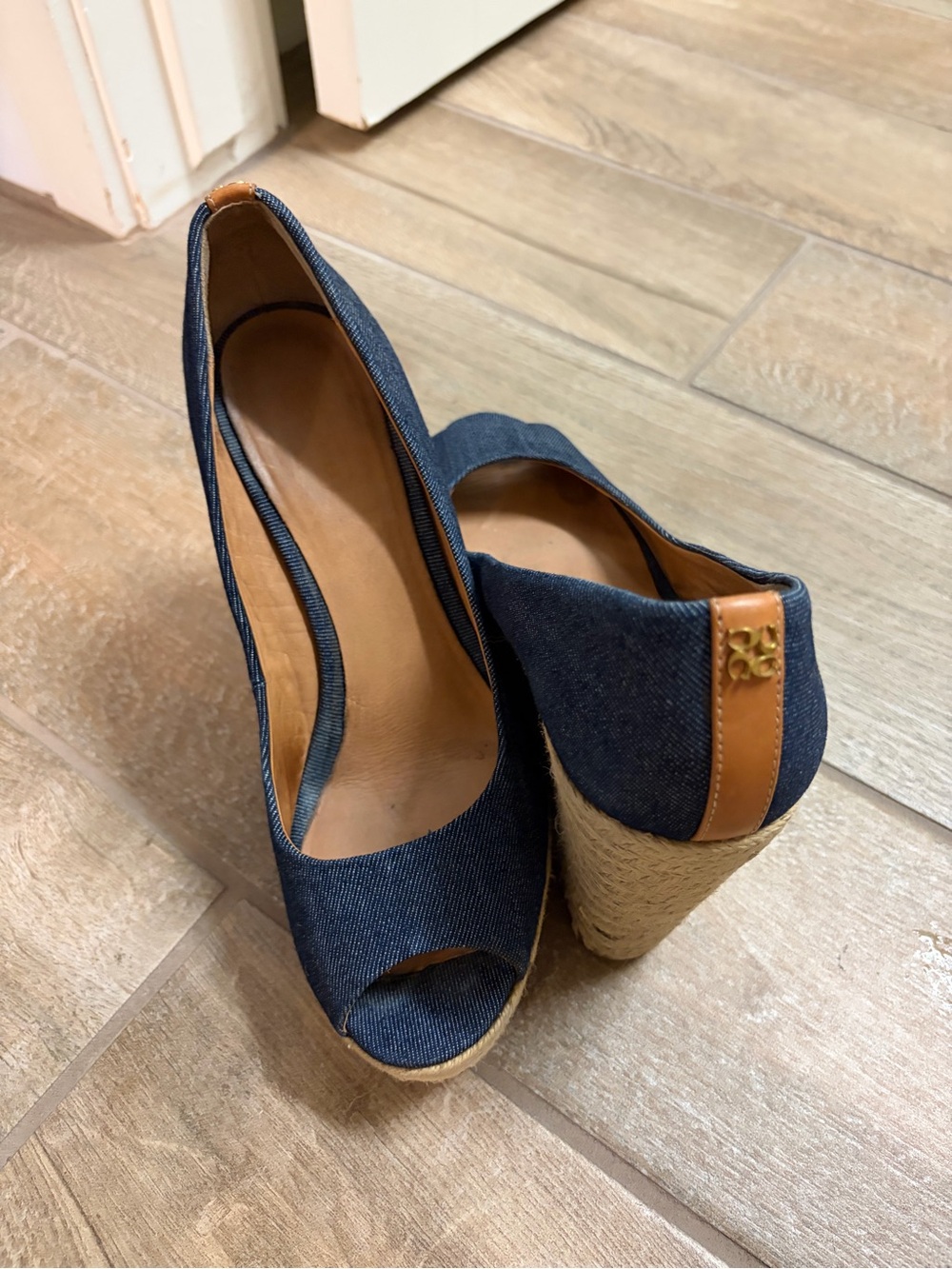 Vintage Coach Blaine Espadrille Wedge Denim size 8